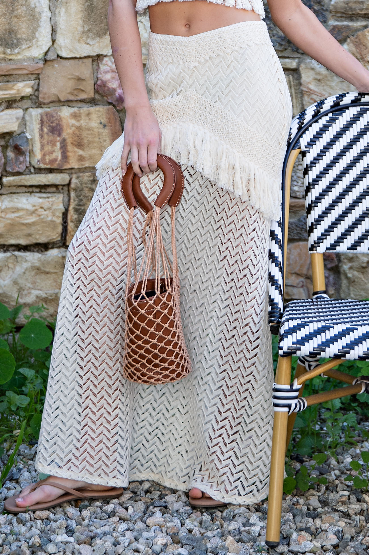 Chevron Crochet Fringe Maxi Skirt