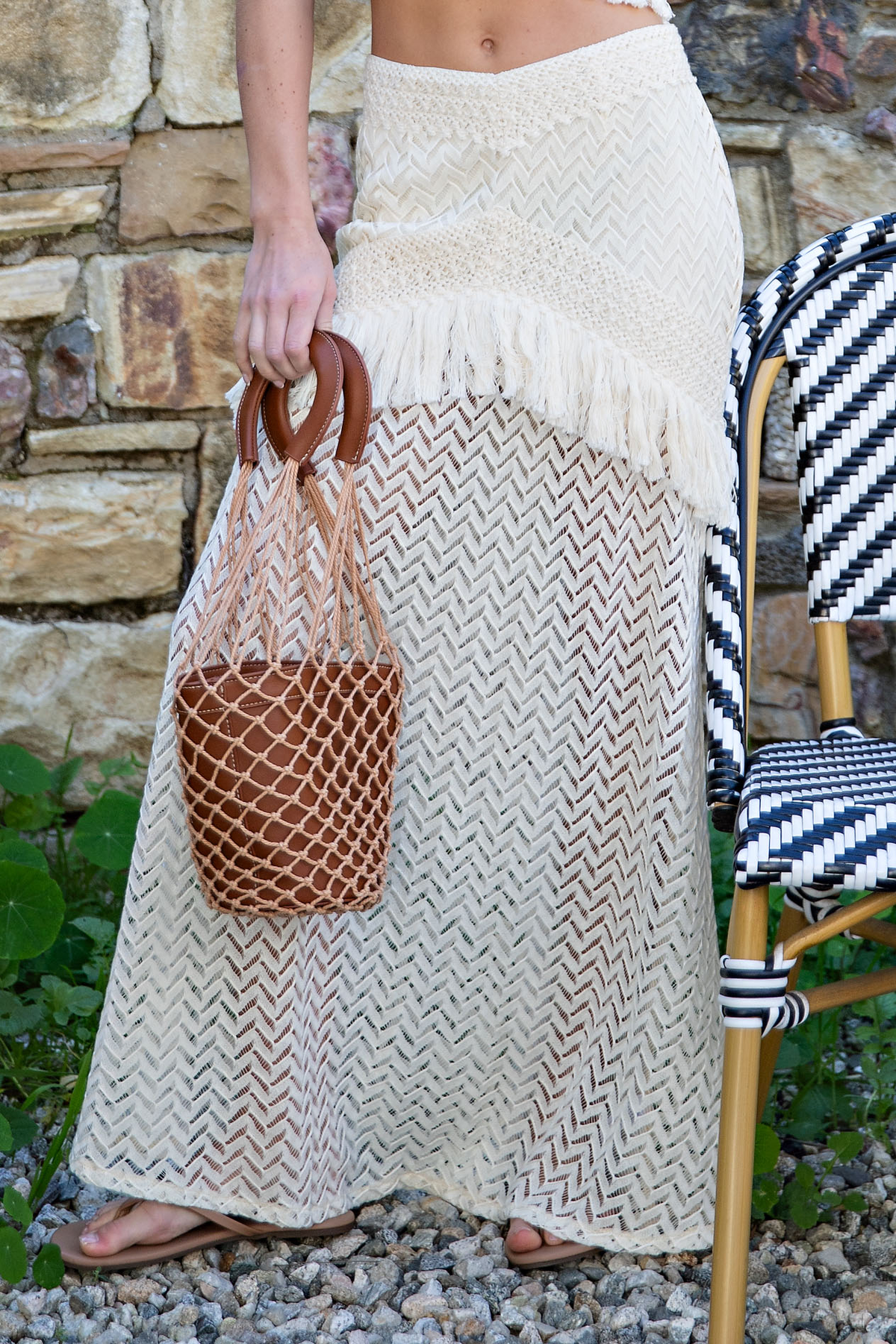 Chevron Crochet Fringe Maxi Skirt