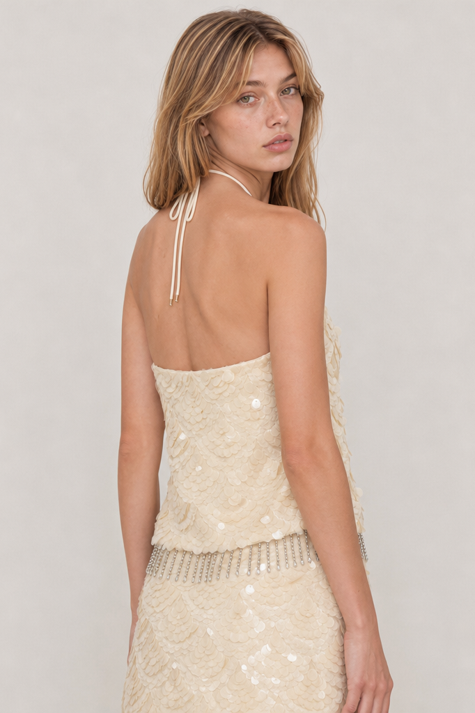 Disc Sequin Lace Beaded Fringe Mini Skirt