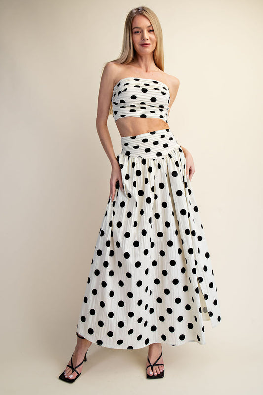 POLKA DOT TUBE TOP + MAXI DRESS SET - PORKA DOT