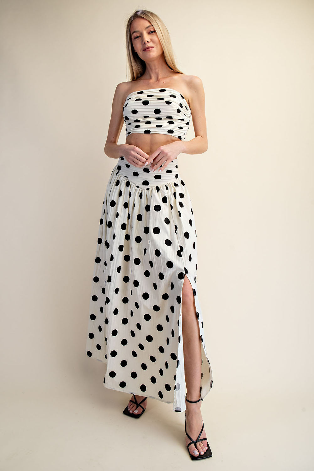 POLKA DOT TUBE TOP + MAXI DRESS SET - PORKA DOT