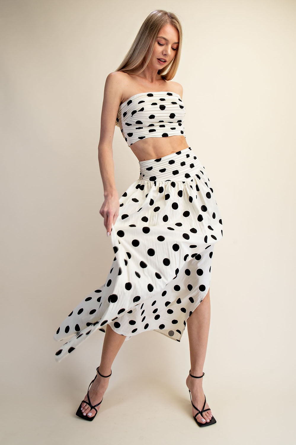 POLKA DOT TUBE TOP + MAXI DRESS SET - PORKA DOT