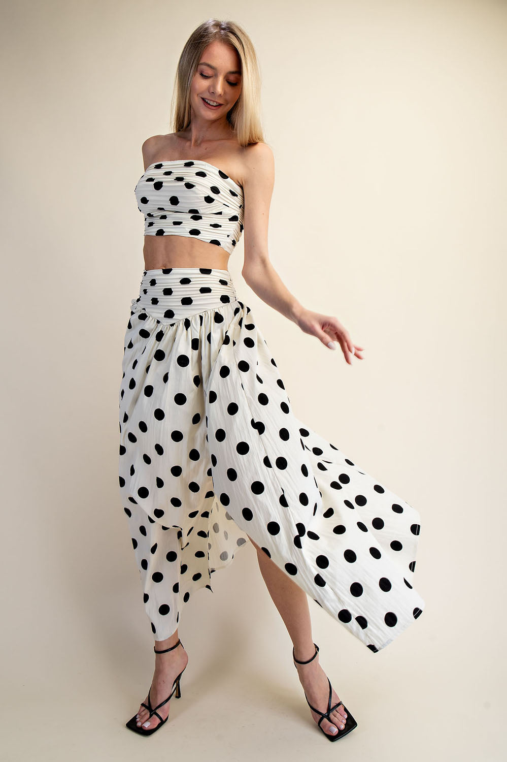 POLKA DOT TUBE TOP + MAXI DRESS SET - PORKA DOT