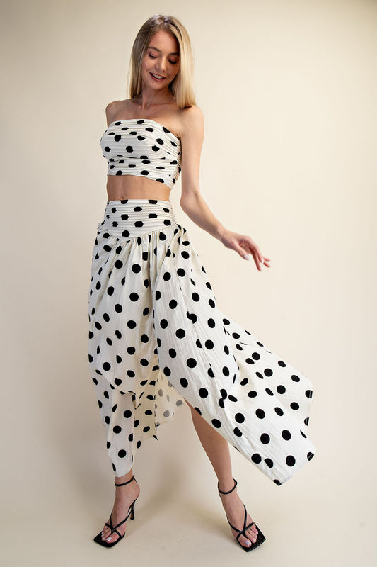 POLKA DOT TUBE TOP + MAXI DRESS SET - PORKA DOT