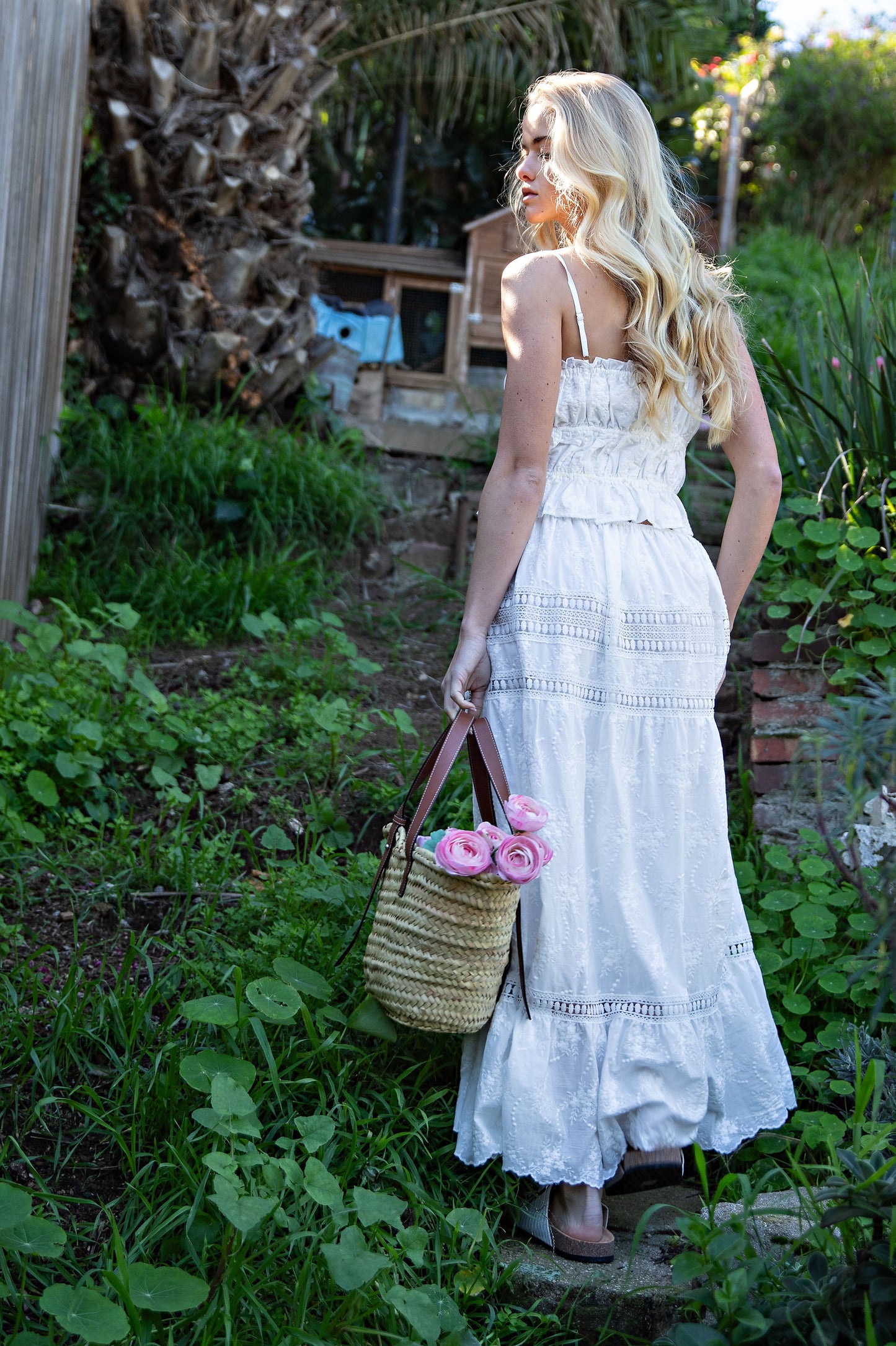 EMBROIDERED LACE CROP TOP & MAXI SKIRT SET