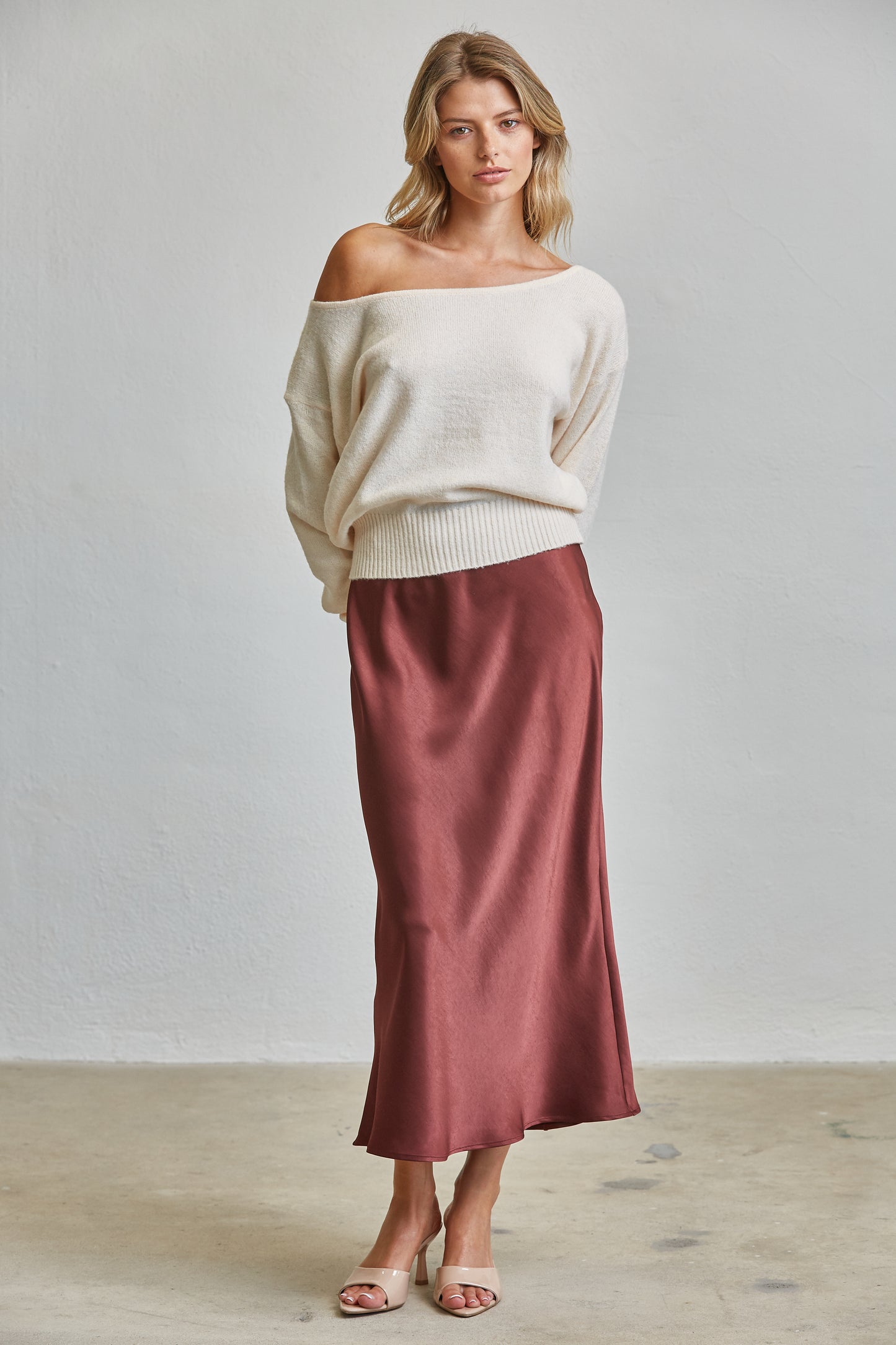 LUXE SATIN BIAS Cut MAXI SKIRT