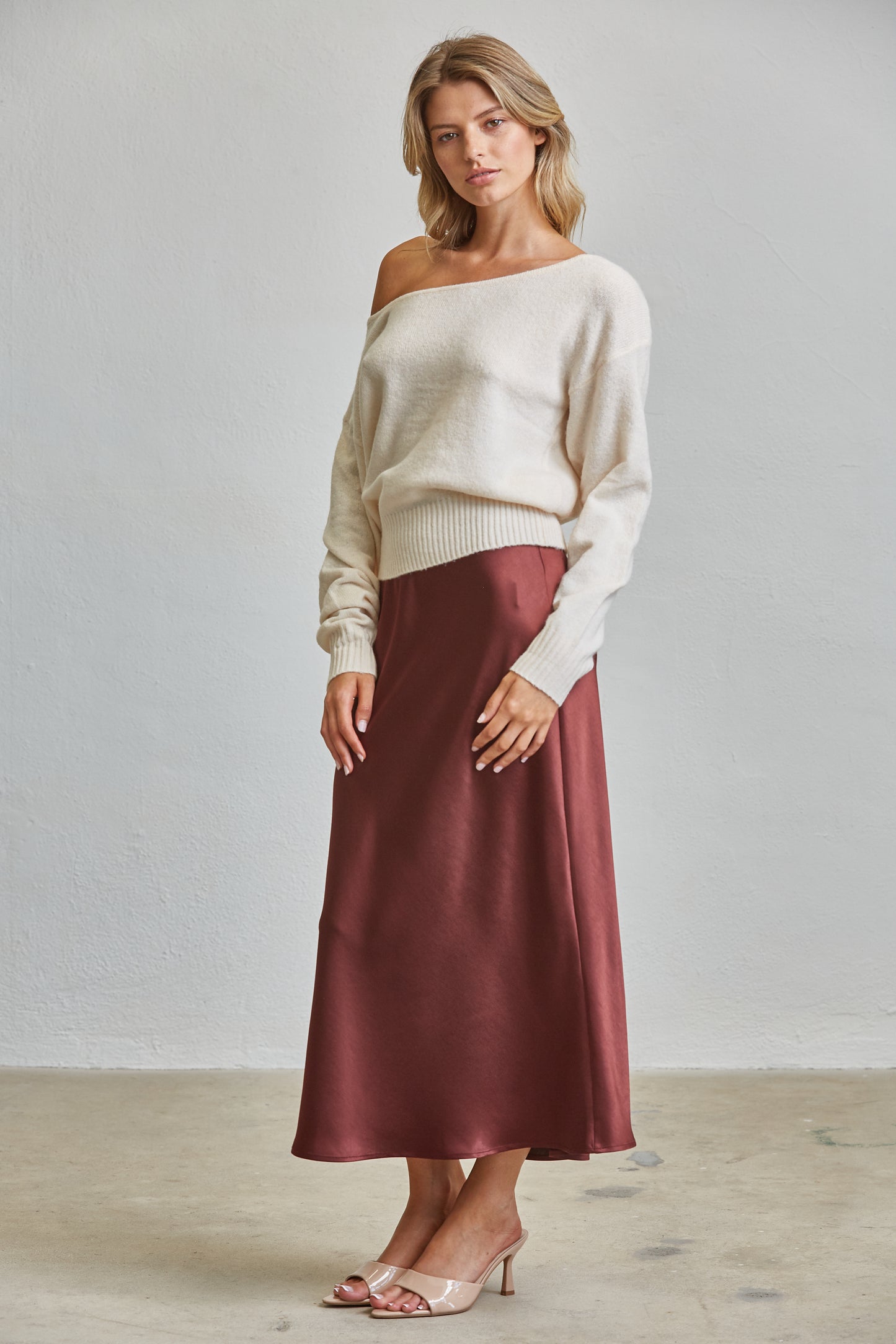 LUXE SATIN BIAS Cut MAXI SKIRT