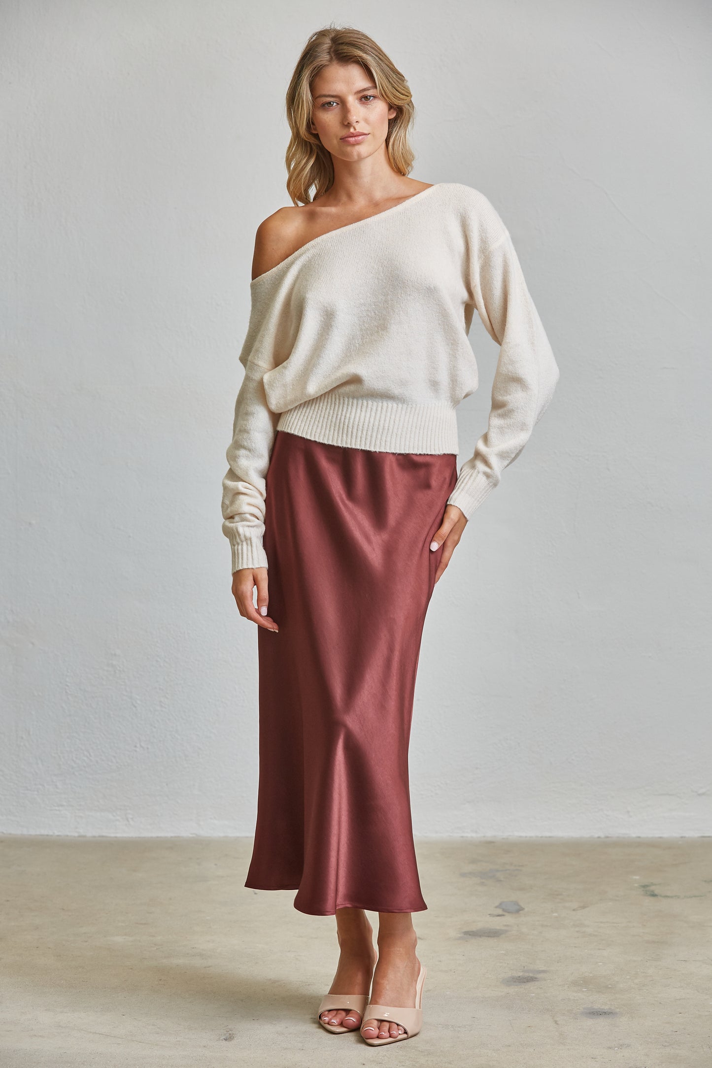 LUXE SATIN BIAS Cut MAXI SKIRT