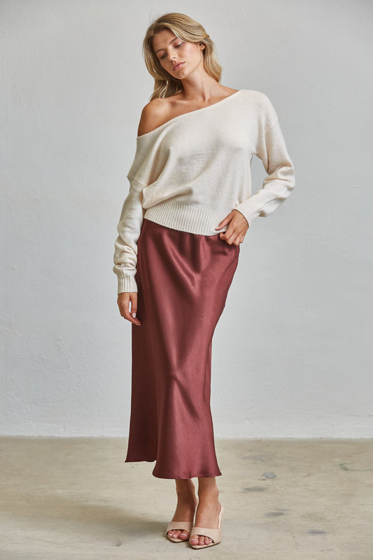 LUXE SATIN BIAS Cut MAXI SKIRT