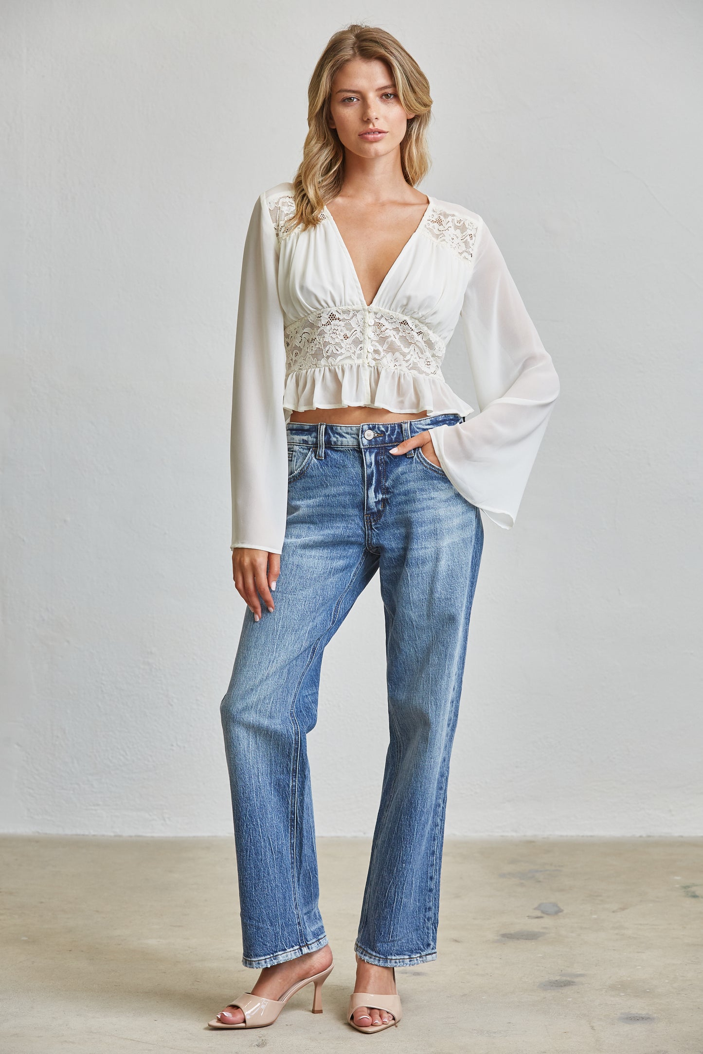 LACE ROMANCE PEPLUM BLOUSE