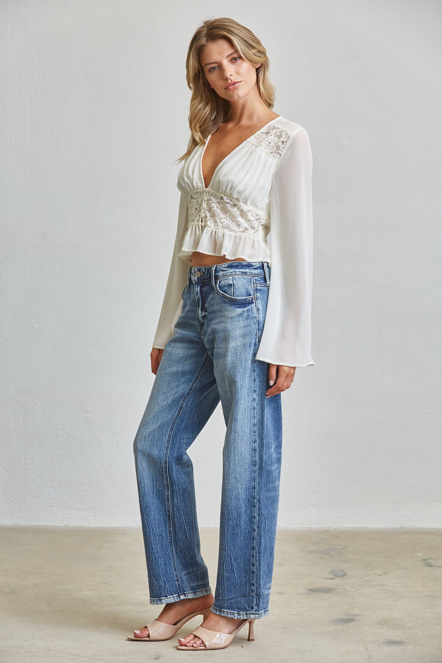 LACE ROMANCE PEPLUM BLOUSE