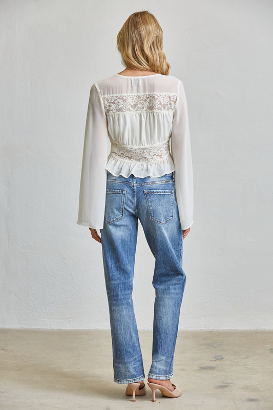 LACE ROMANCE PEPLUM BLOUSE