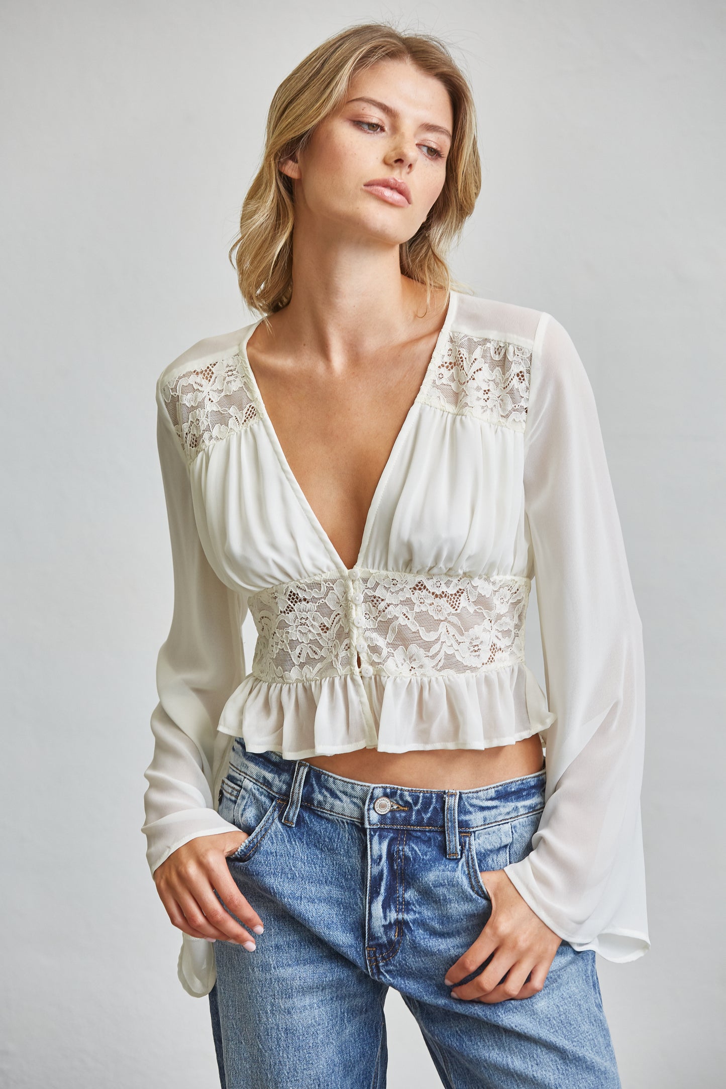 LACE ROMANCE PEPLUM BLOUSE
