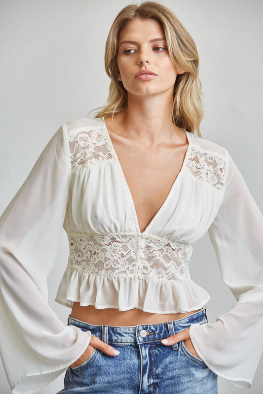 LACE ROMANCE PEPLUM BLOUSE