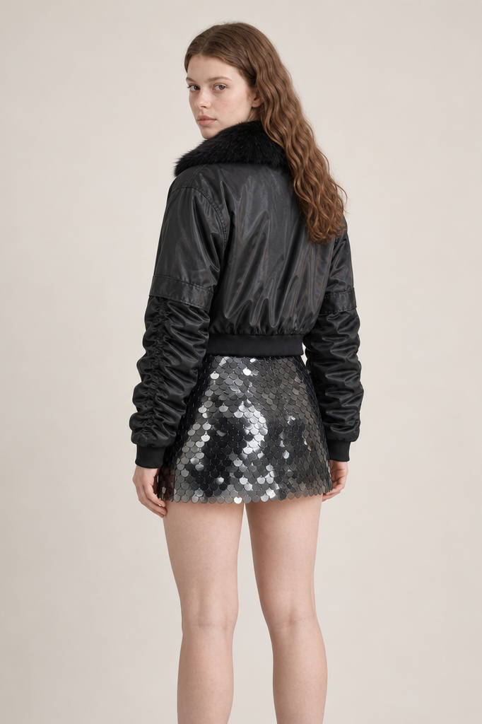 STATEMENT SEQUIN MINI SKIRT - BLACK