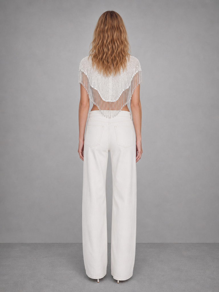 LACE CAPELET BEADED FRINGE CAPE
