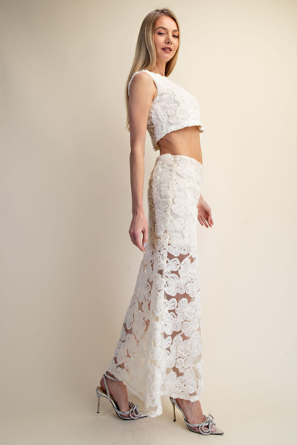 CAMELLIA LACE TOP AND MAXI SKIRT SET
