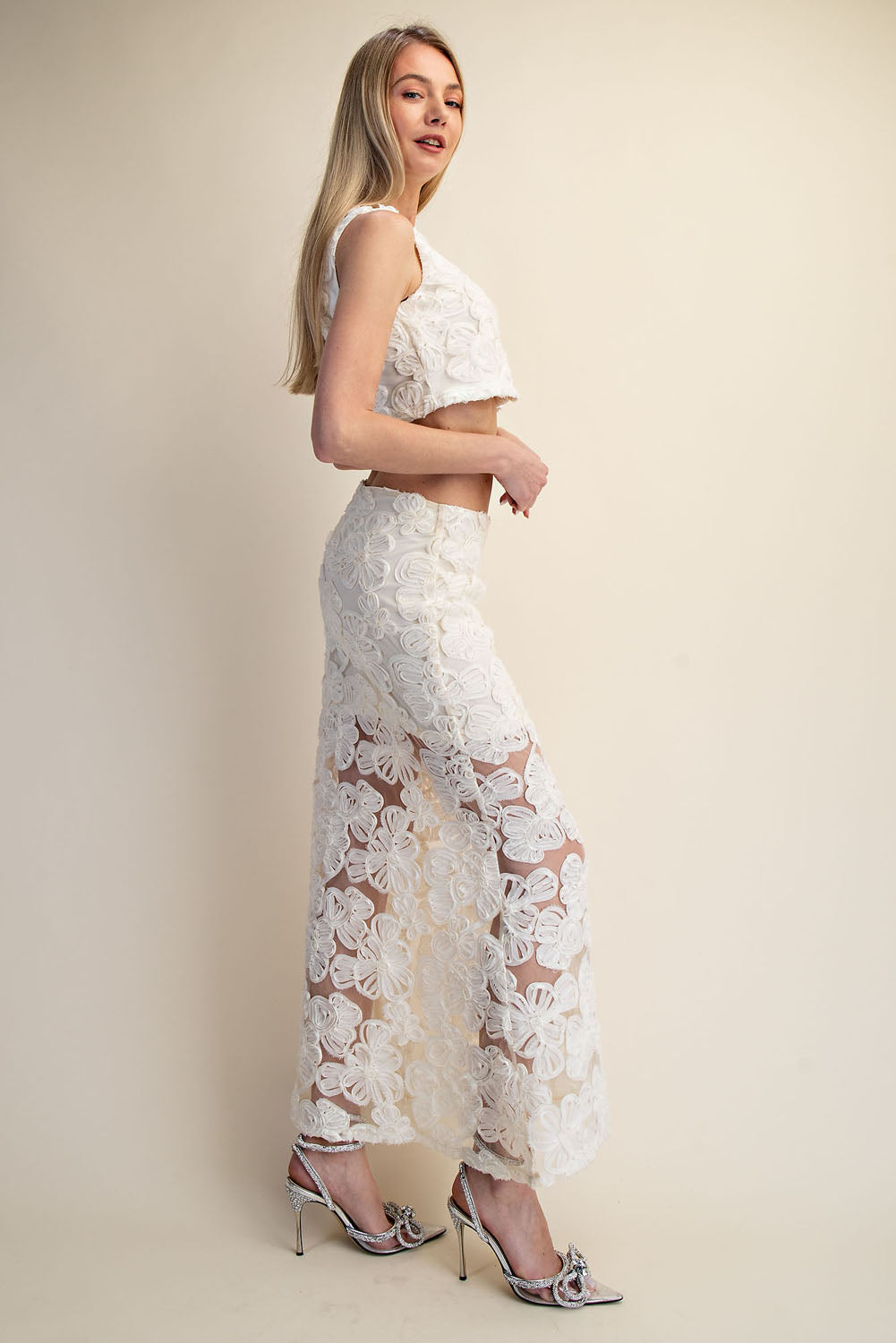 CAMELLIA LACE TOP AND MAXI SKIRT SET