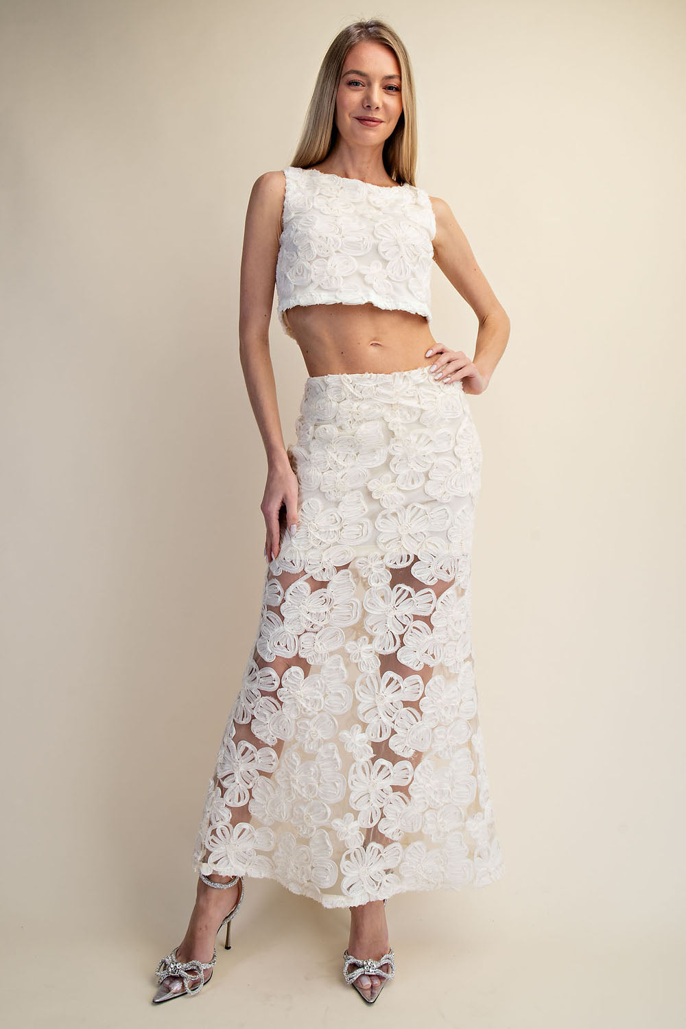 CAMELLIA LACE TOP AND MAXI SKIRT SET