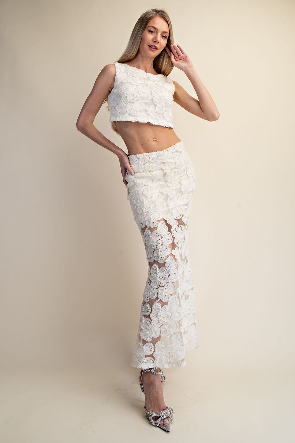 CAMELLIA LACE TOP AND MAXI SKIRT SET