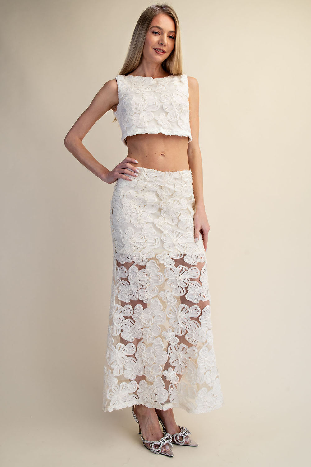 CAMELLIA LACE TOP AND MAXI SKIRT SET
