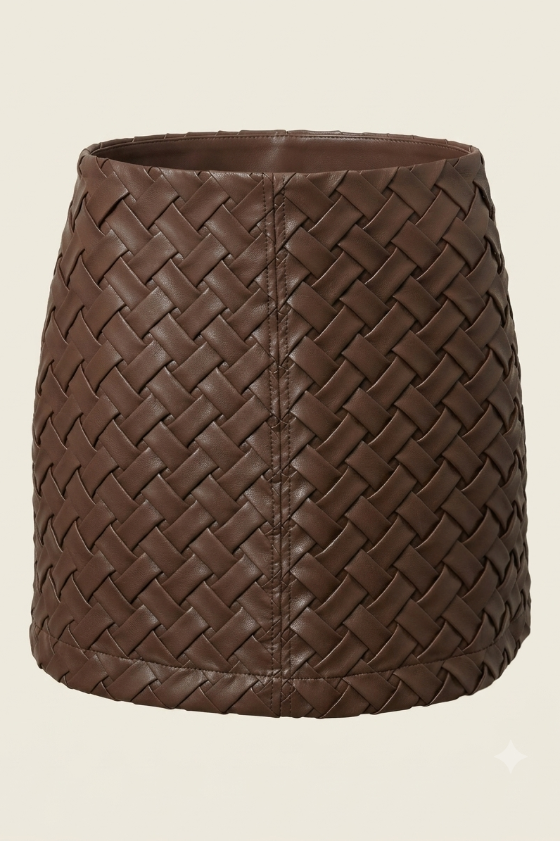 Faux Leather Woven Mini Skirt