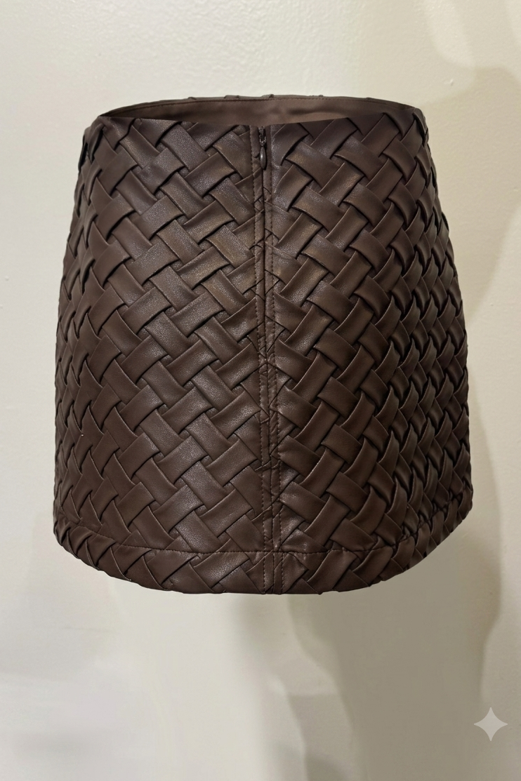 Faux Leather Woven Mini Skirt