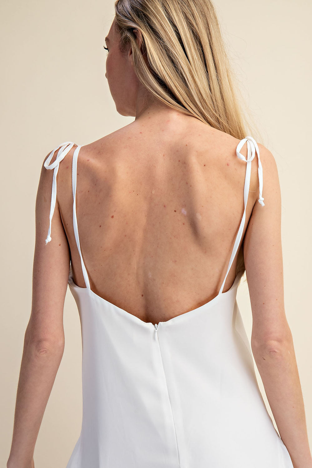 RUFFLES HIGH LOW MIDI DRESS - WHITE