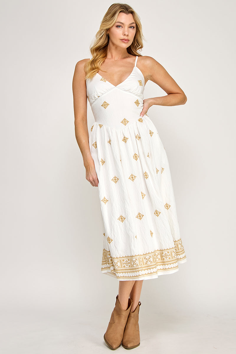 SPG EMBROIDERED MIDI DRESS