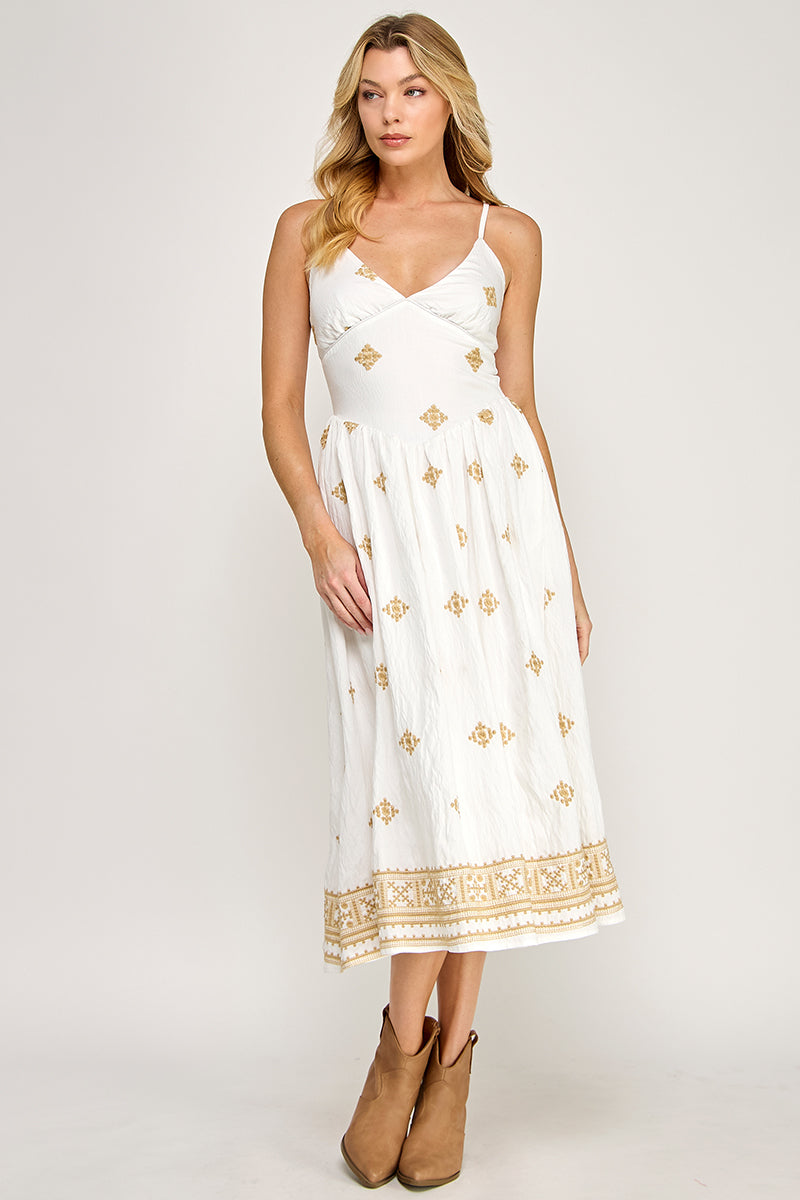 SPG EMBROIDERED MIDI DRESS
