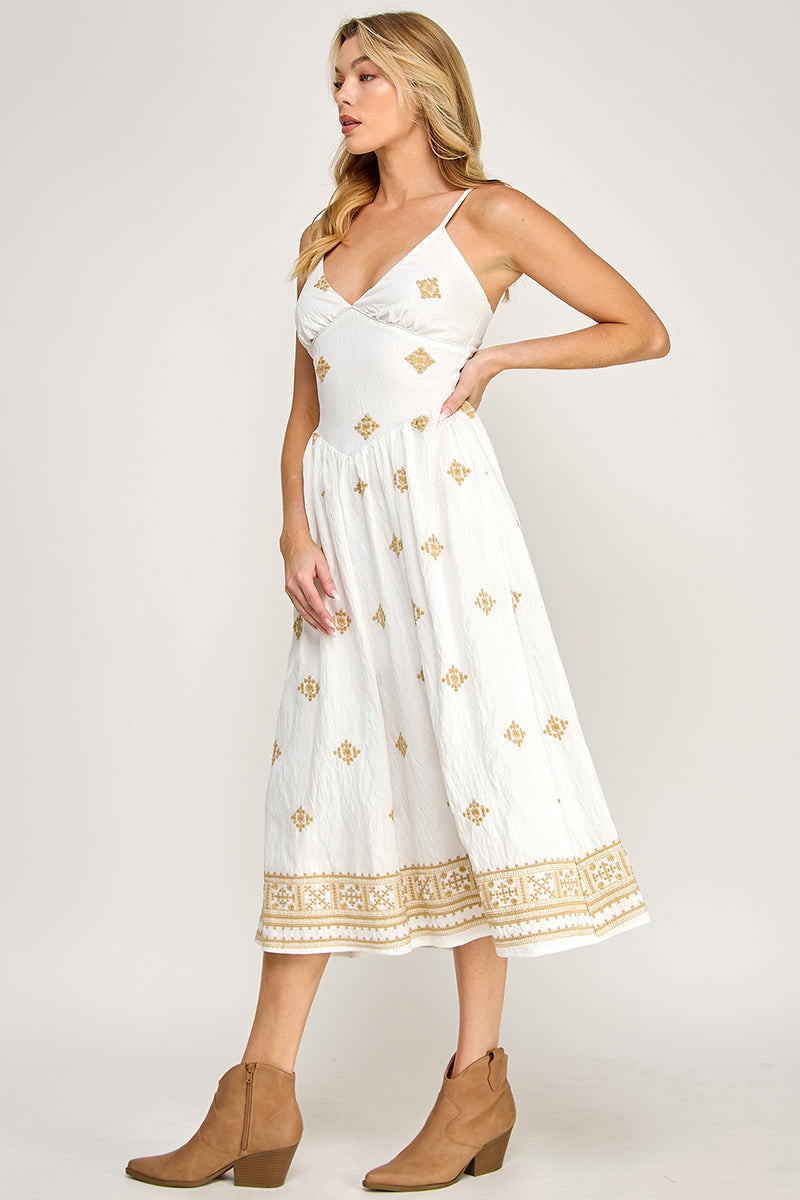 SPG EMBROIDERED MIDI DRESS