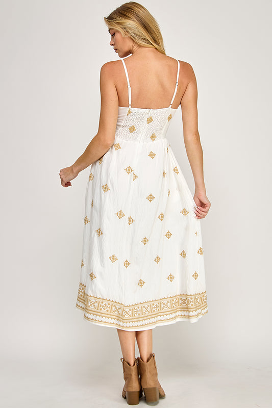 SPG EMBROIDERED MIDI DRESS
