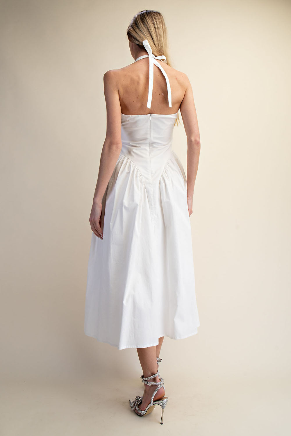 TULLE HALTER NECK MAXI DRESS WITH POCKET