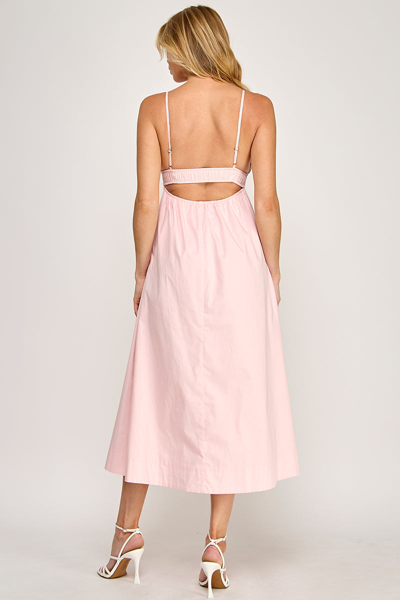 ELEGANT SMOCKED WAIST MIDI DRESS