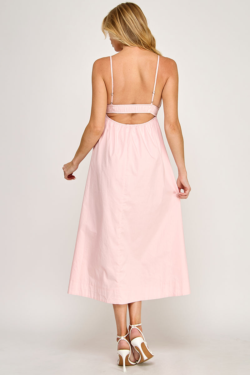 ELEGANT SMOCKED WAIST MIDI DRESS
