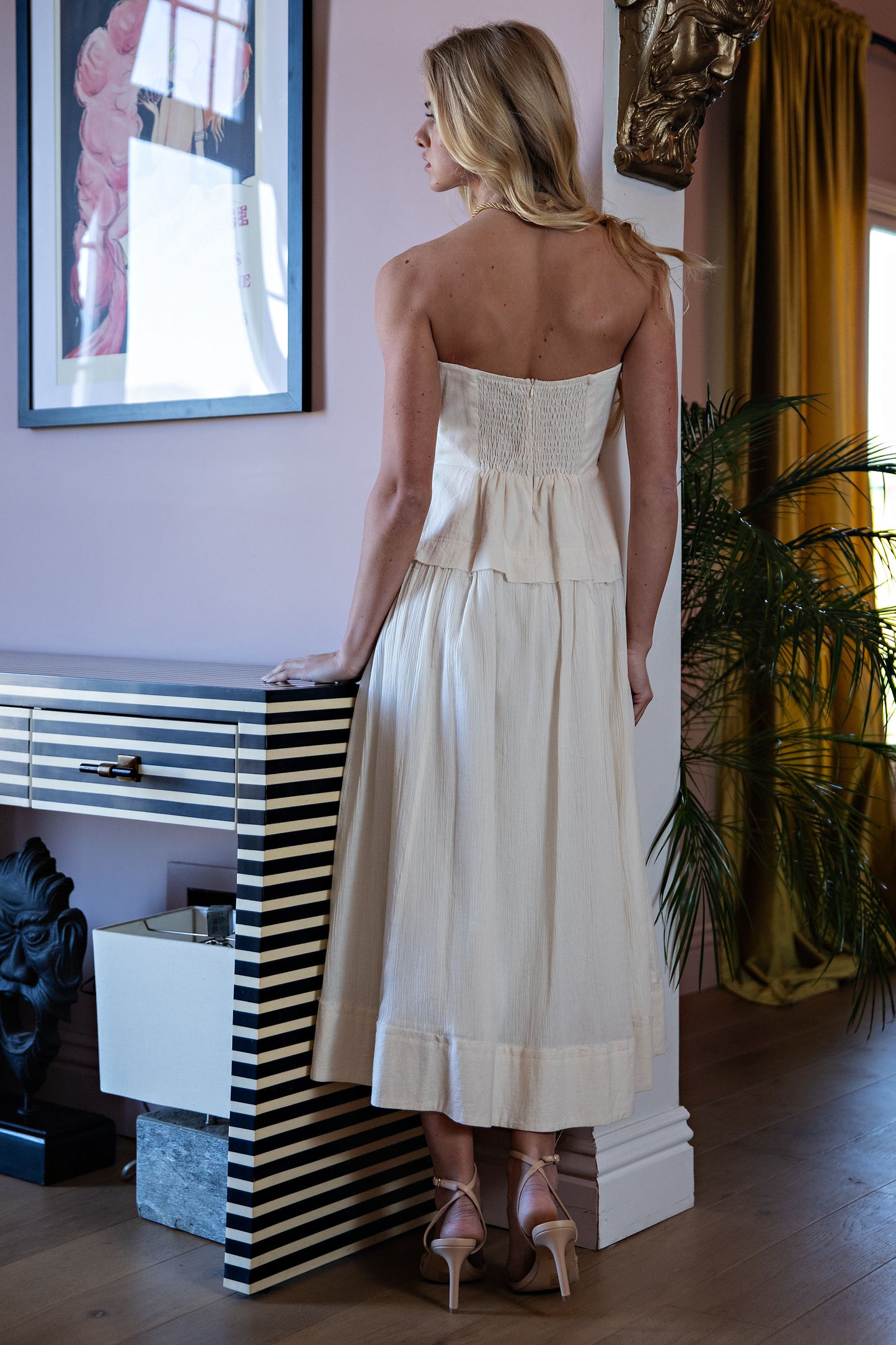 STRAPLESS BUSTIER STYLE MIDI DRESS
