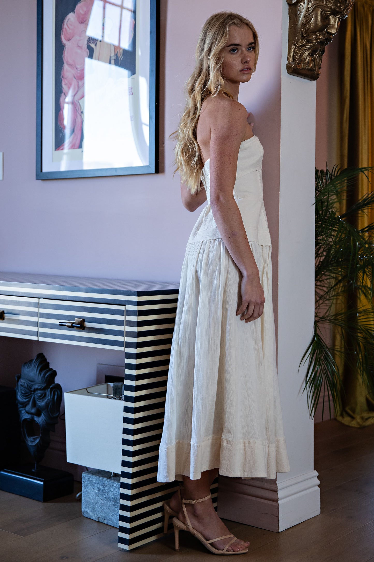 STRAPLESS BUSTIER STYLE MIDI DRESS