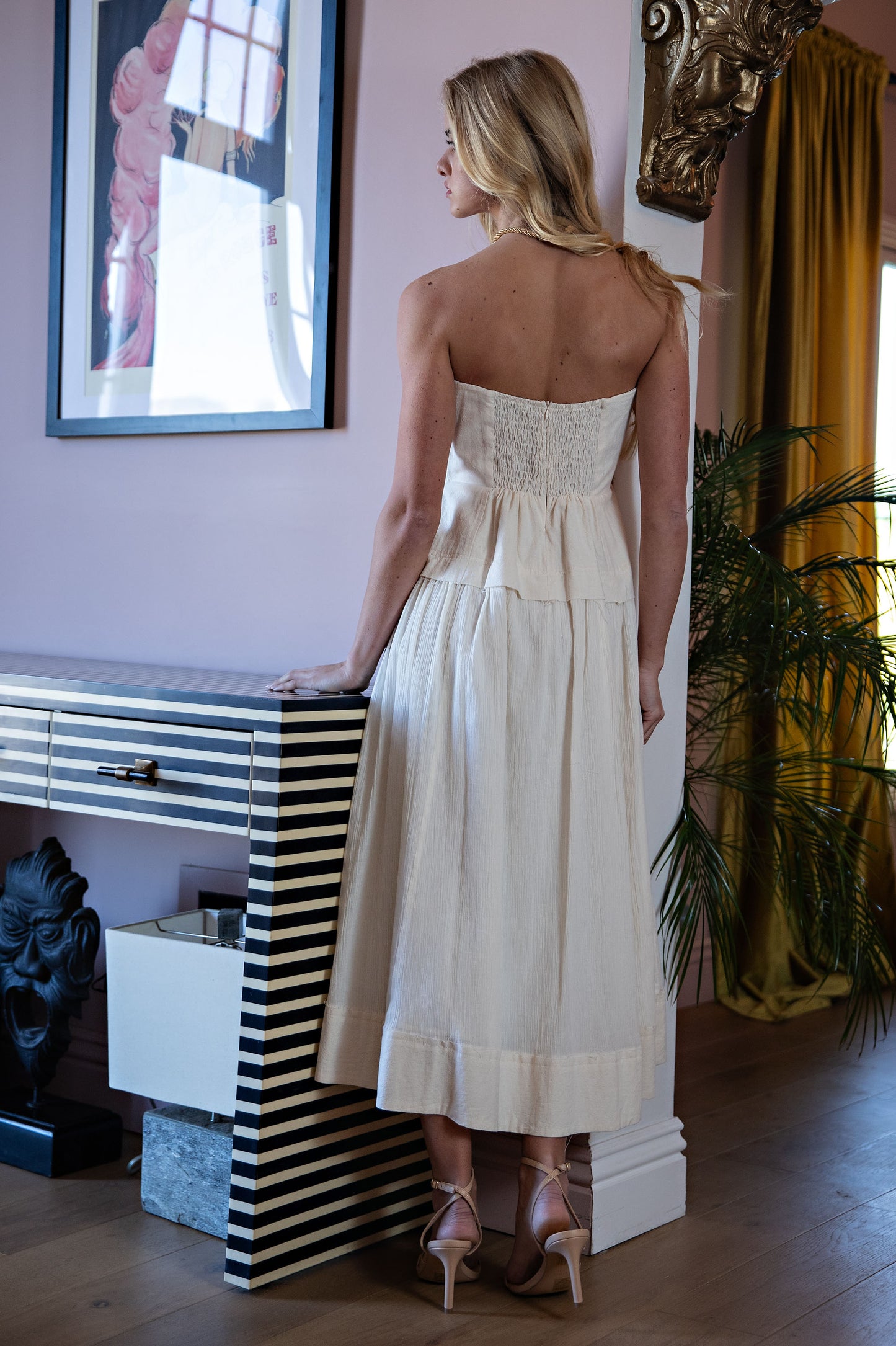 STRAPLESS BUSTIER STYLE MIDI DRESS