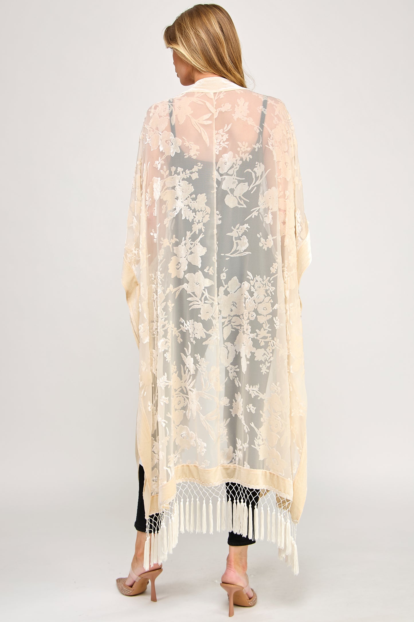 MAE MAXI DUSTER - OVERSIZED VELVET FLORAL FRINGE