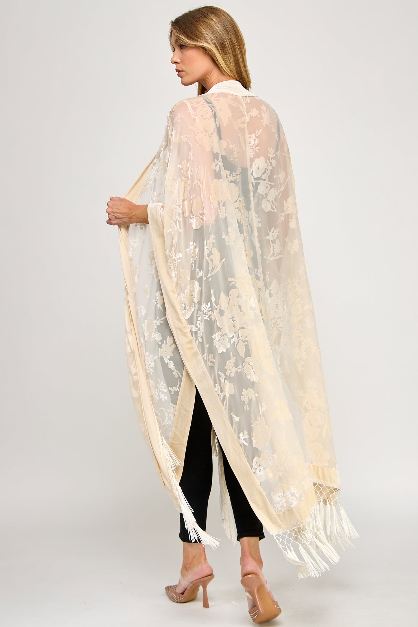 MAE MAXI DUSTER - OVERSIZED VELVET FLORAL FRINGE