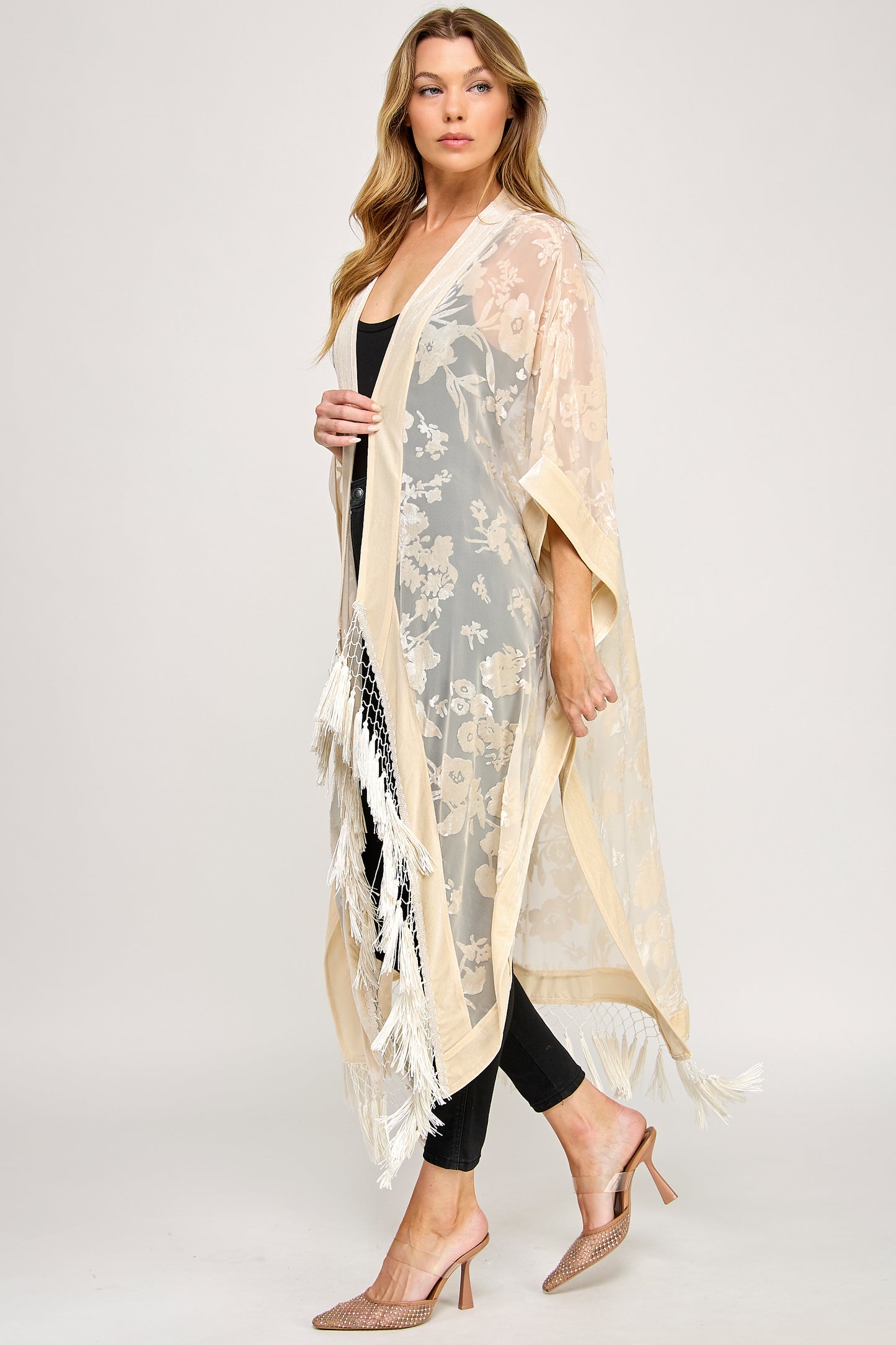 MAE MAXI DUSTER - OVERSIZED VELVET FLORAL FRINGE