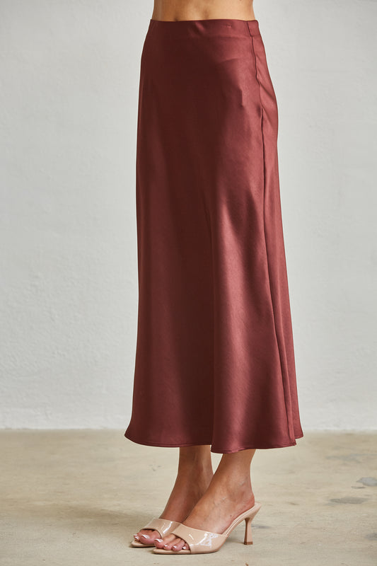 LUXE SATIN BIAS Cut MAXI SKIRT