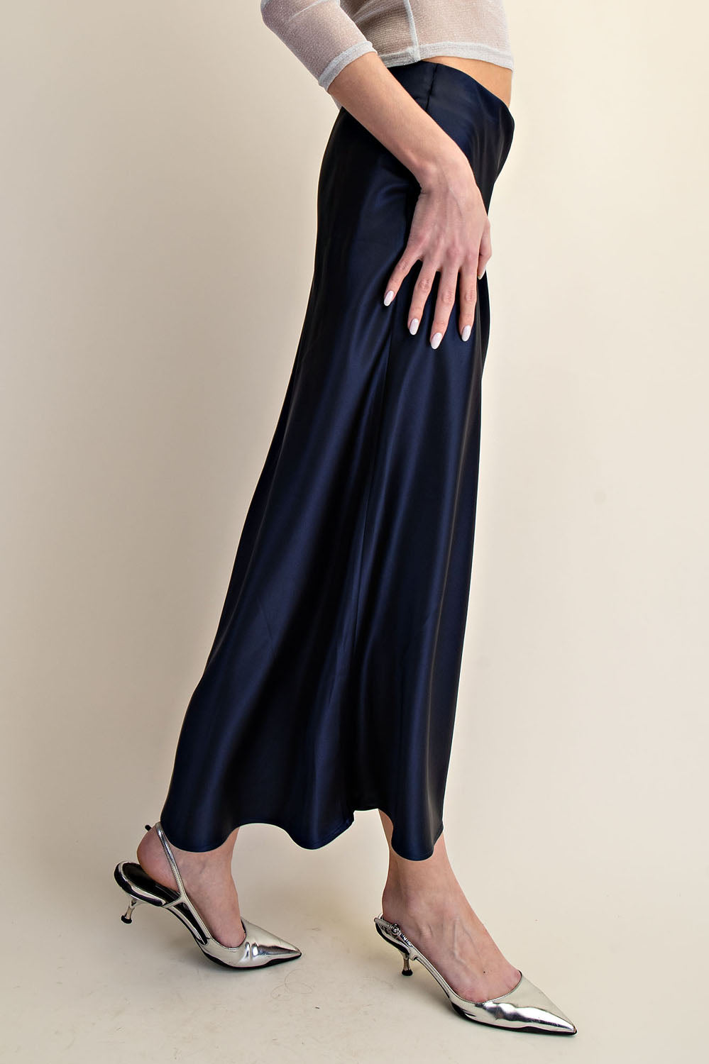 LUXE SATIN BIAS Cut MAXI SKIRT
