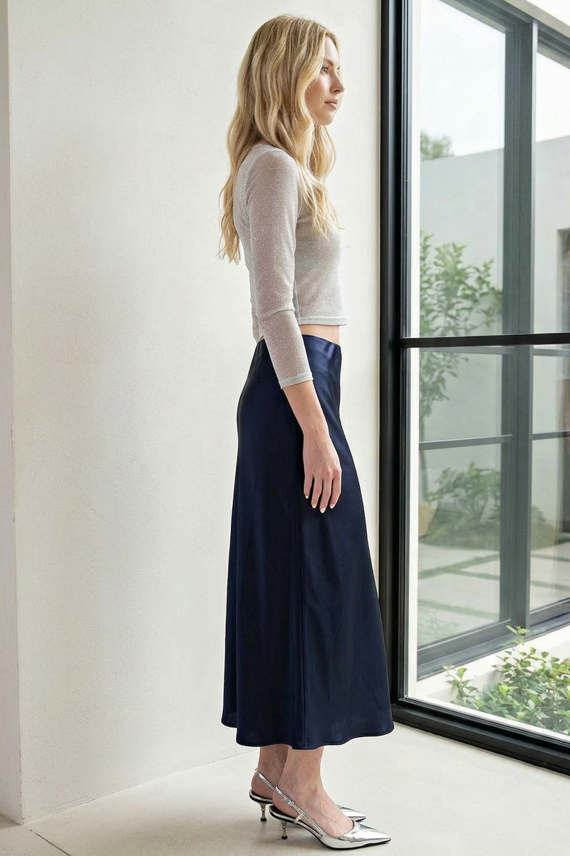 LUXE SATIN BIAS Cut MAXI SKIRT
