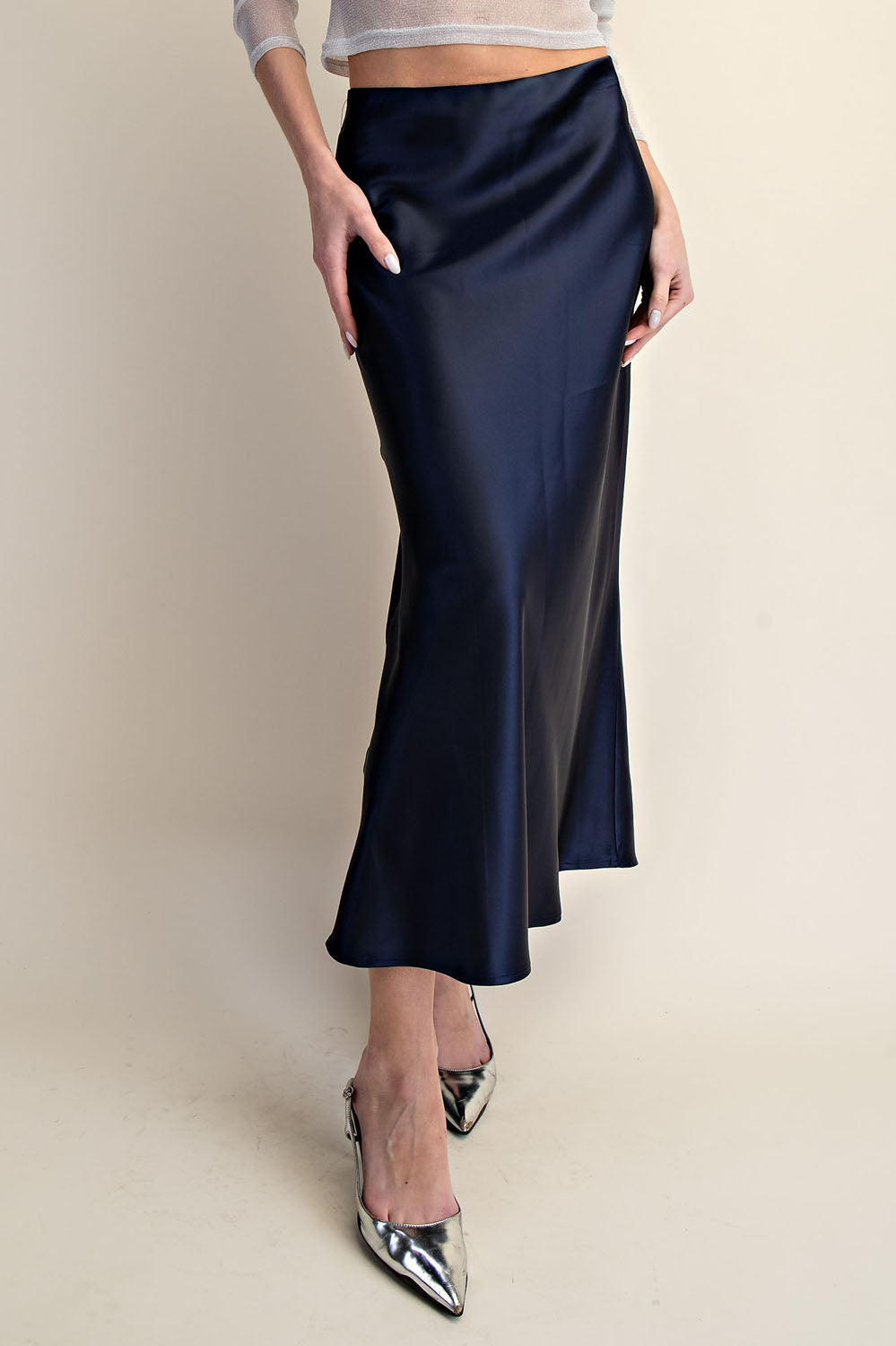 LUXE SATIN BIAS Cut MAXI SKIRT