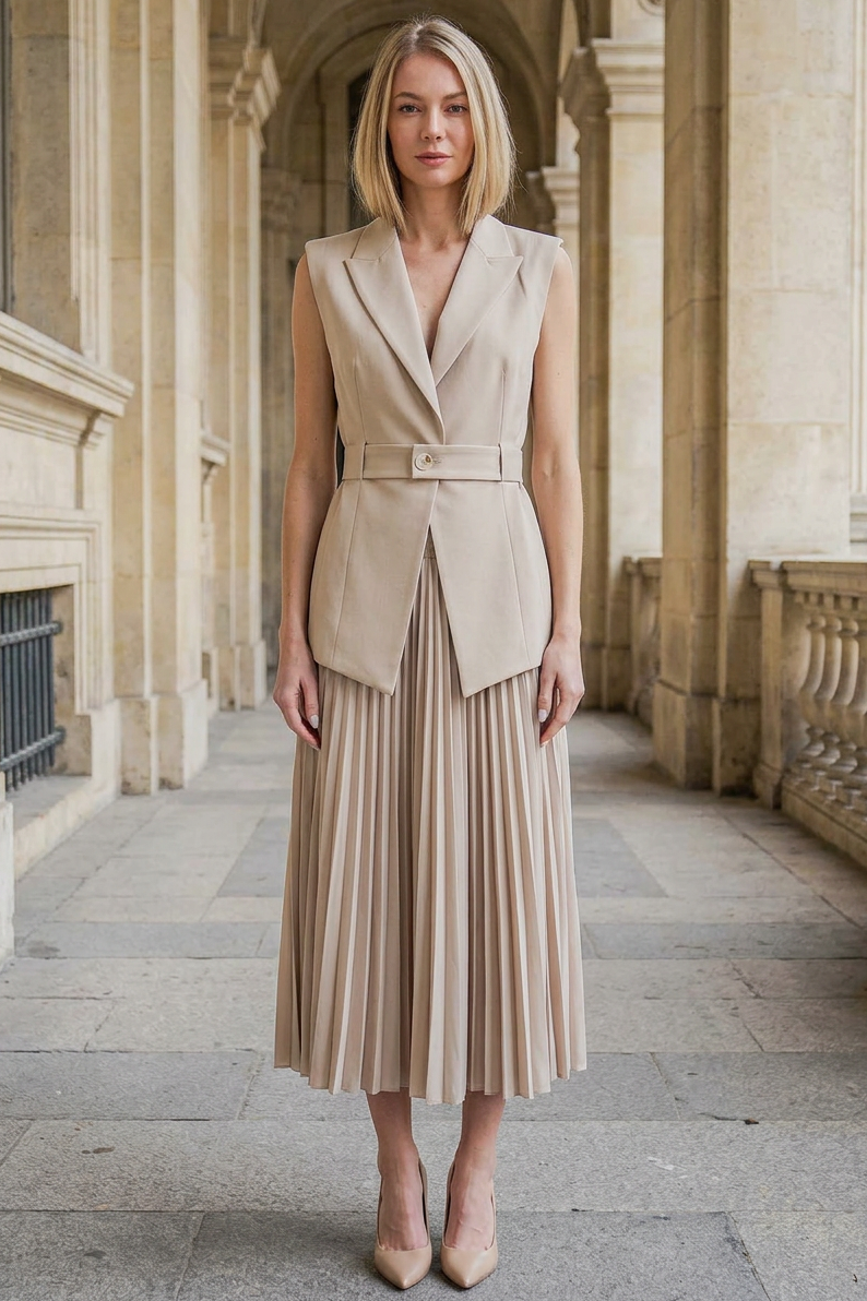 DESERT TAILORED BELTED VEST JACKET
