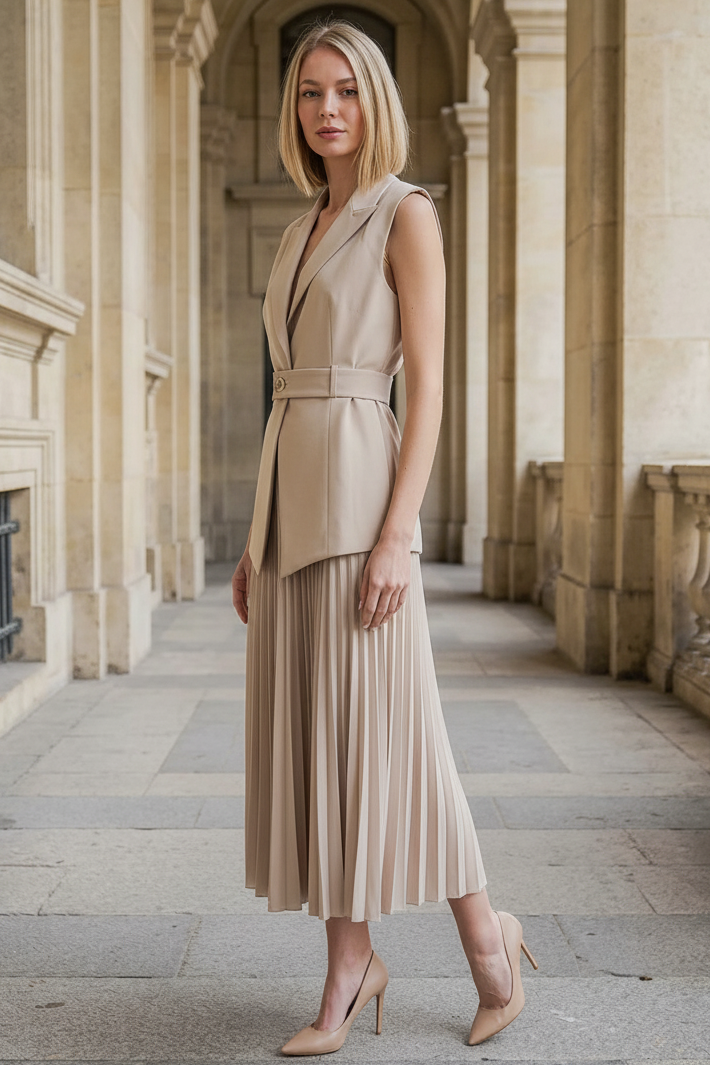 DESERT TAILORED BELTED VEST JACKET