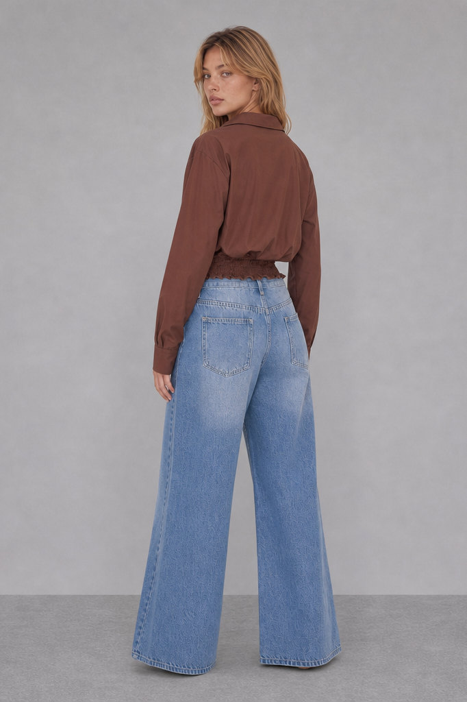 TWISTED WAIST ASYMMETRICAL BUTTON DOWN SHIRT TOP