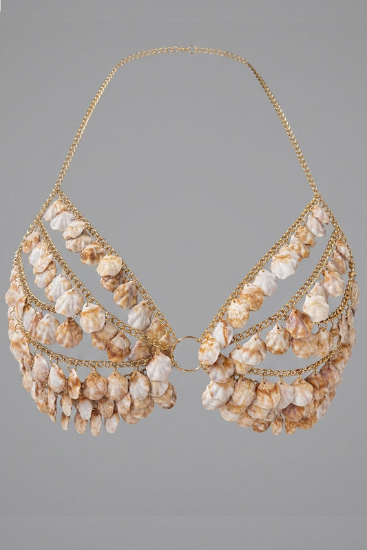 SEASHELL GOLD CHAIN BRA TOP