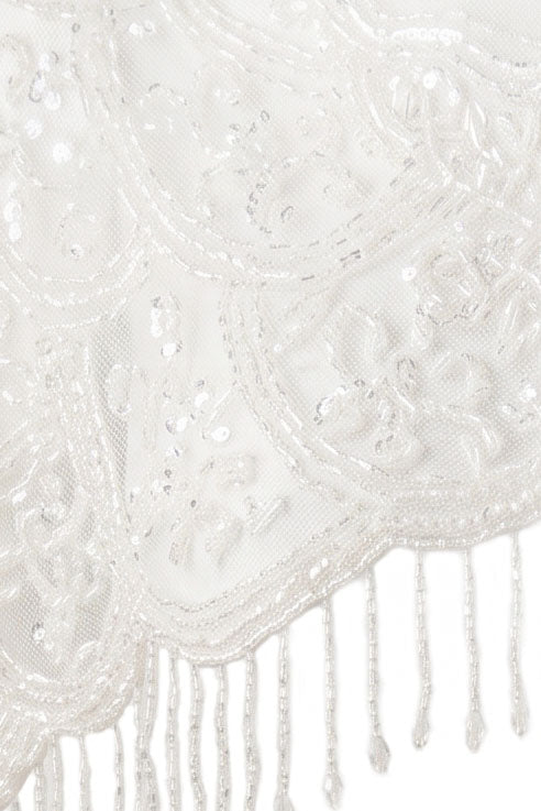 Sequin Embroidered Fringe Capelet